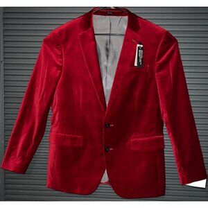 J. Ferrar Santa Red Slim Fit Mens 44R Velvet Blazer Stretch Technology NWT
